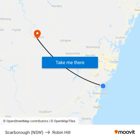 Scarborough (NSW) to Robin Hill map