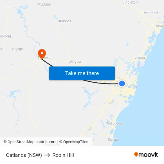 Oatlands (NSW) to Robin Hill map