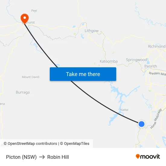 Picton (NSW) to Robin Hill map