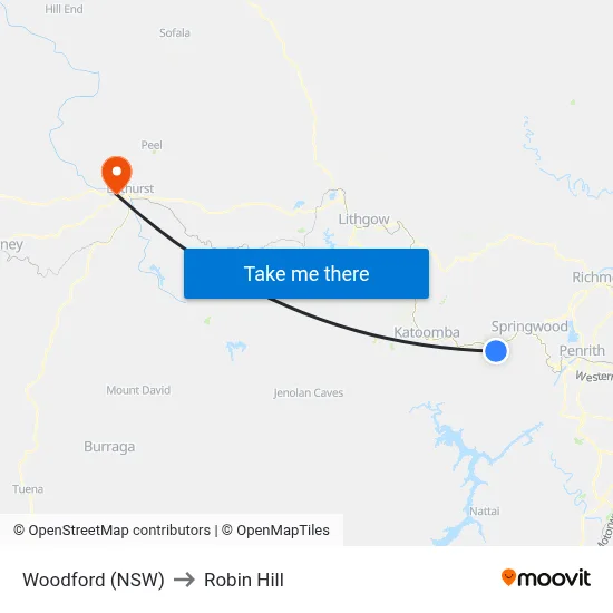 Woodford (NSW) to Robin Hill map