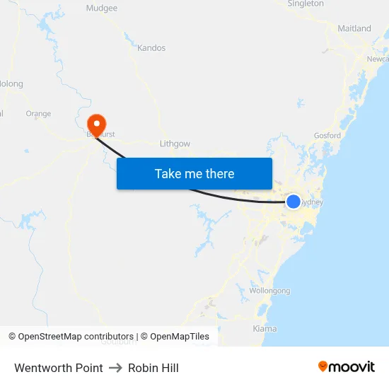 Wentworth Point to Robin Hill map