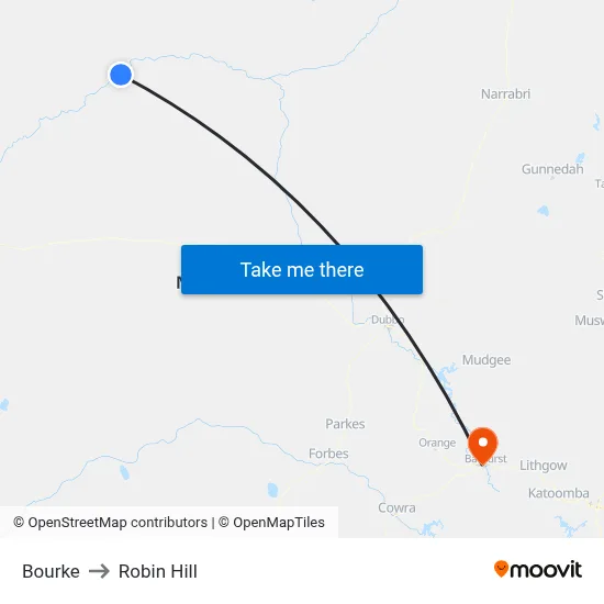 Bourke to Robin Hill map