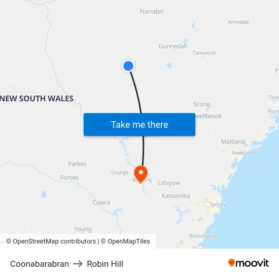Coonabarabran to Robin Hill map