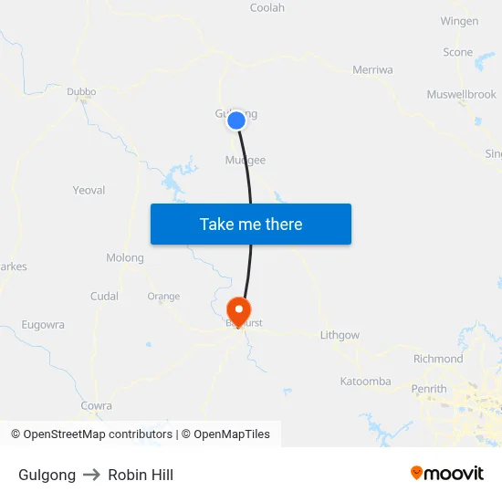 Gulgong to Robin Hill map