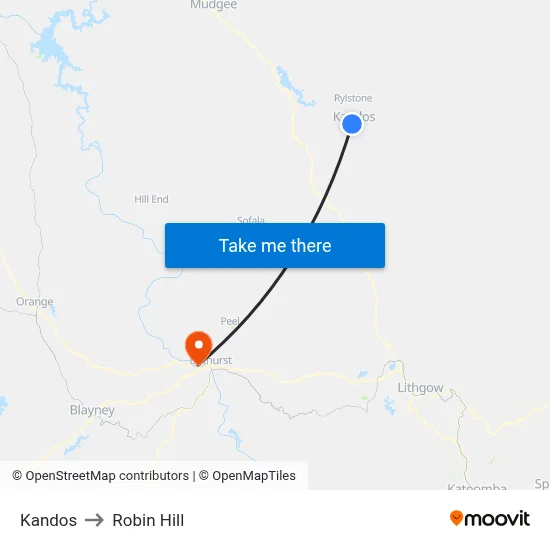 Kandos to Robin Hill map