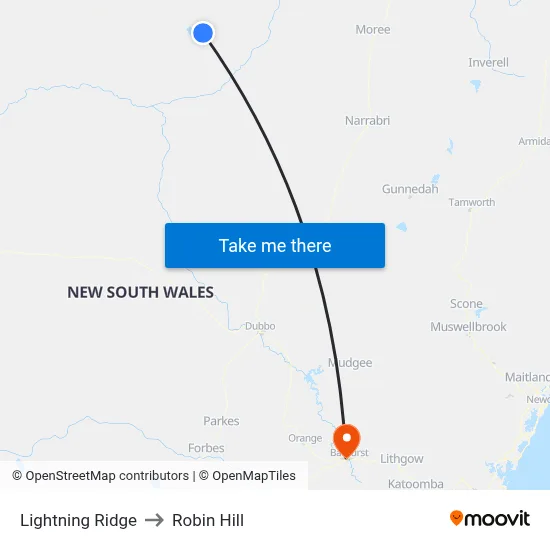 Lightning Ridge to Robin Hill map