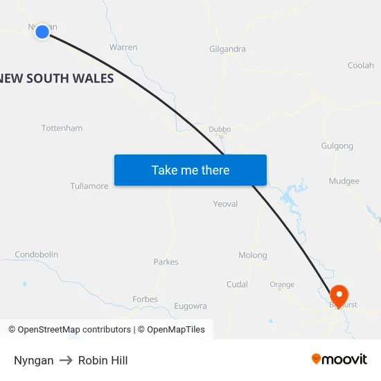 Nyngan to Robin Hill map