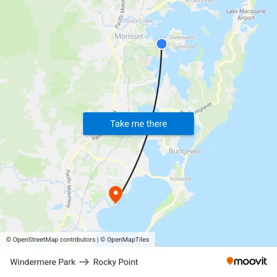 Windermere Park to Rocky Point map
