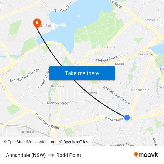 Annandale (NSW) to Rodd Point map