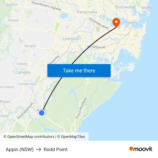 Appin (NSW) to Rodd Point map