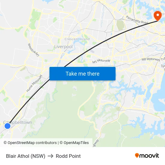 Blair Athol (NSW) to Rodd Point map