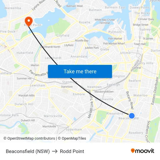 Beaconsfield (NSW) to Rodd Point map