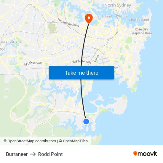 Burraneer to Rodd Point map