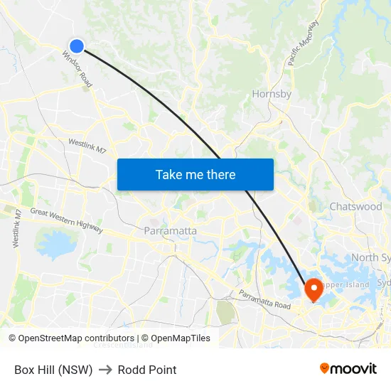 Box Hill (NSW) to Rodd Point map