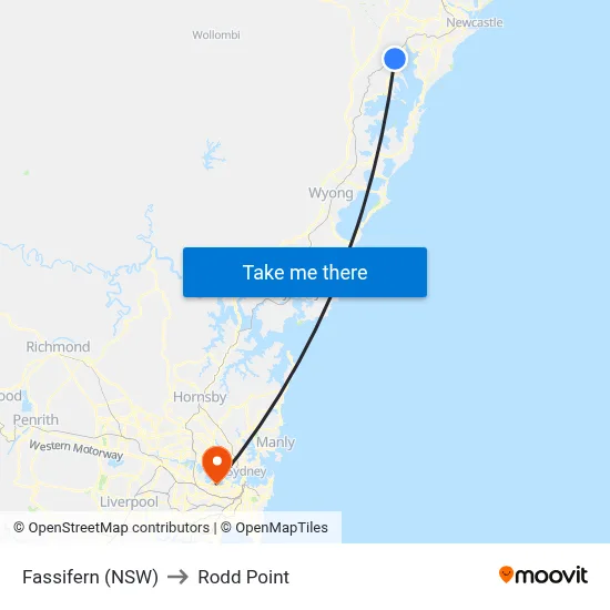 Fassifern (NSW) to Rodd Point map