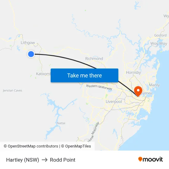 Hartley (NSW) to Rodd Point map