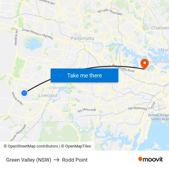 Green Valley (NSW) to Rodd Point map