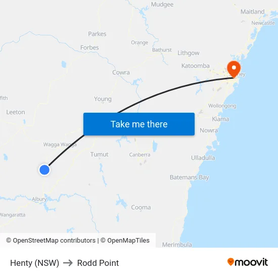 Henty (NSW) to Rodd Point map