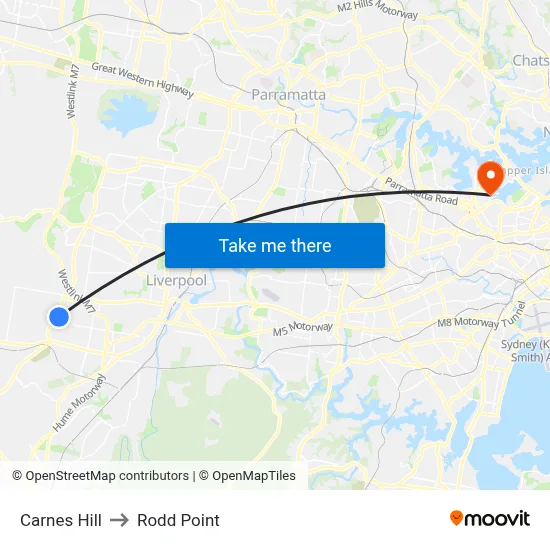 Carnes Hill to Rodd Point map