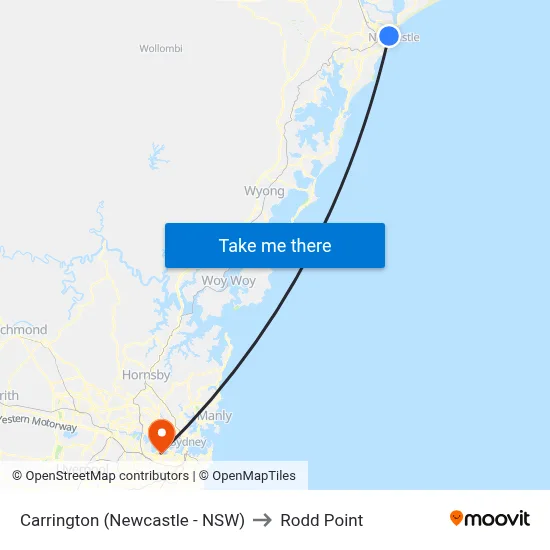 Carrington (Newcastle - NSW) to Rodd Point map