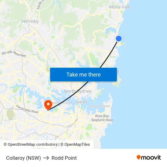 Collaroy (NSW) to Rodd Point map