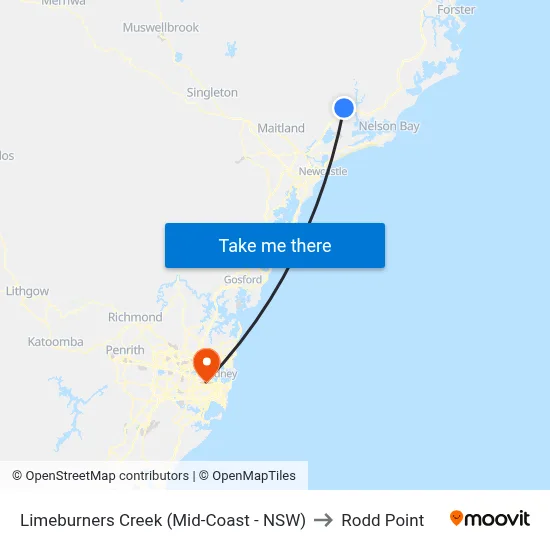 Limeburners Creek (Mid-Coast - NSW) to Rodd Point map