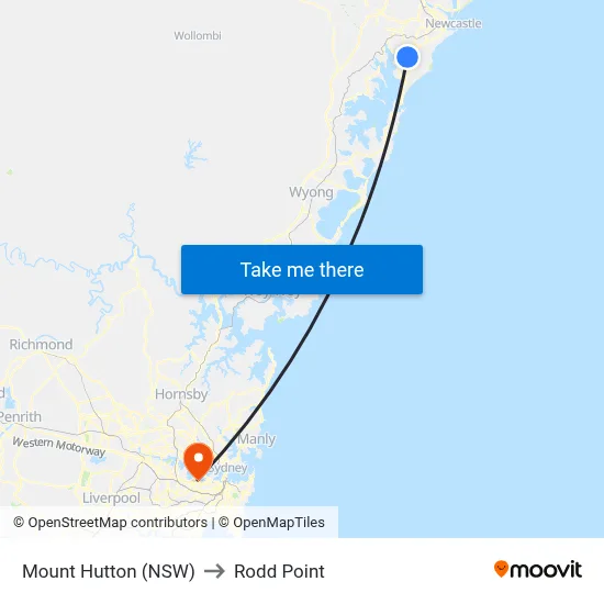 Mount Hutton (NSW) to Rodd Point map
