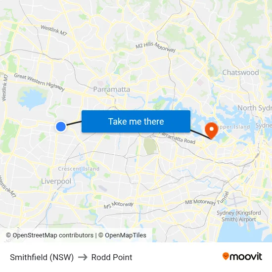 Smithfield (NSW) to Rodd Point map