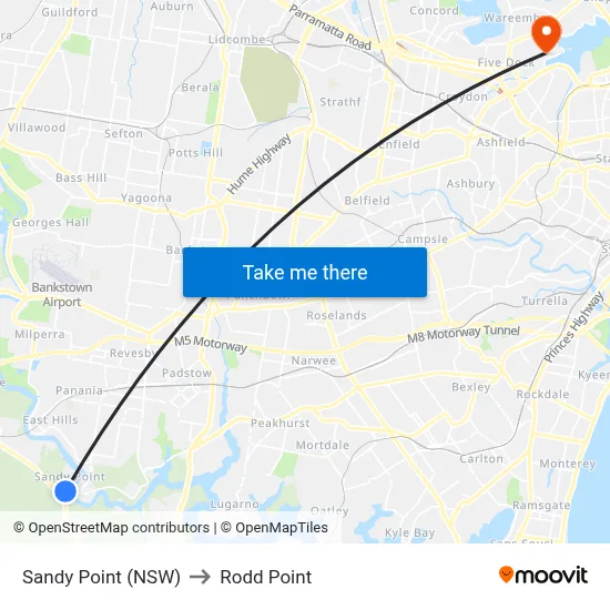 Sandy Point (NSW) to Rodd Point map