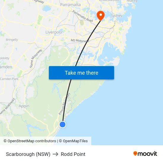 Scarborough (NSW) to Rodd Point map