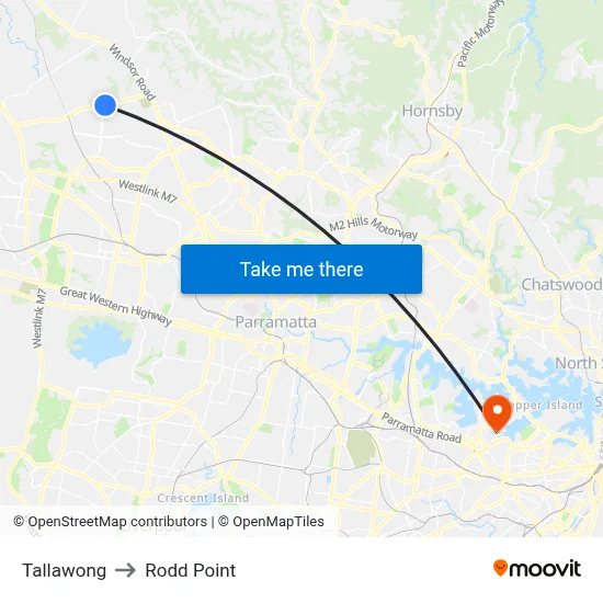 Tallawong to Rodd Point map