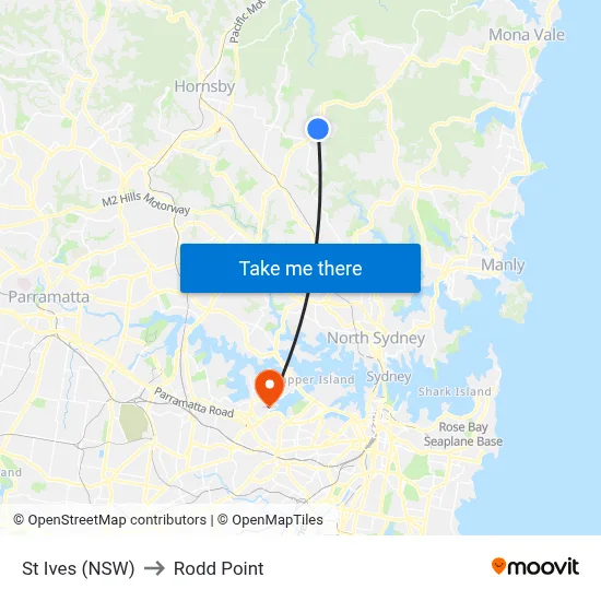 St Ives (NSW) to Rodd Point map