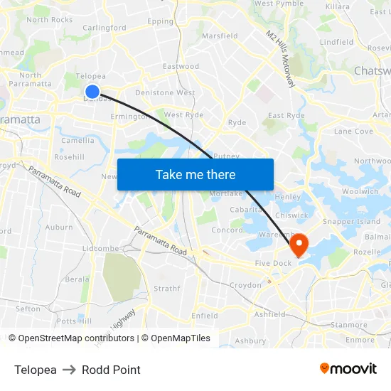 Telopea to Rodd Point map