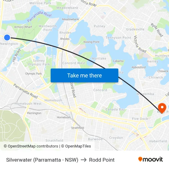 Silverwater (Parramatta - NSW) to Rodd Point map