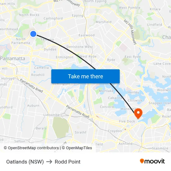 Oatlands (NSW) to Rodd Point map