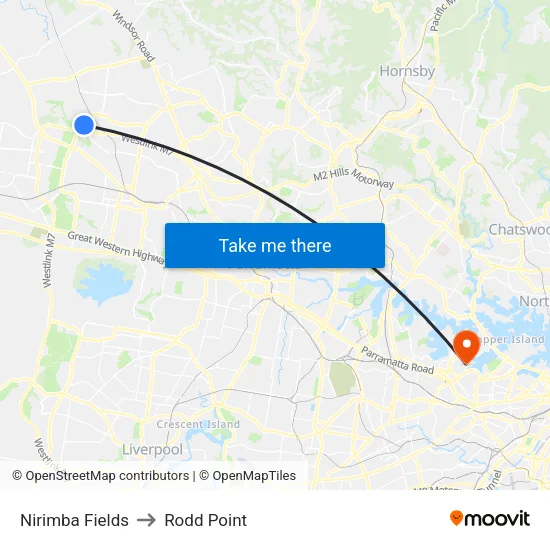 Nirimba Fields to Rodd Point map