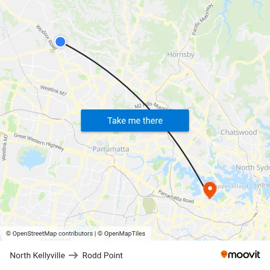North Kellyville to Rodd Point map