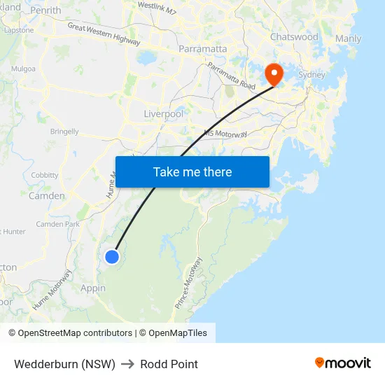 Wedderburn (NSW) to Rodd Point map