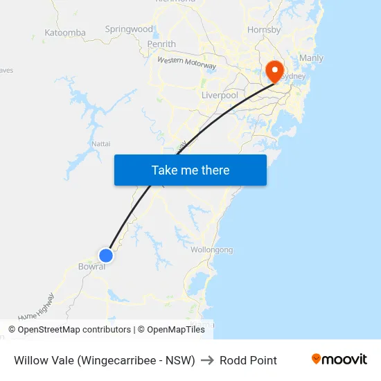 Willow Vale (Wingecarribee - NSW) to Rodd Point map