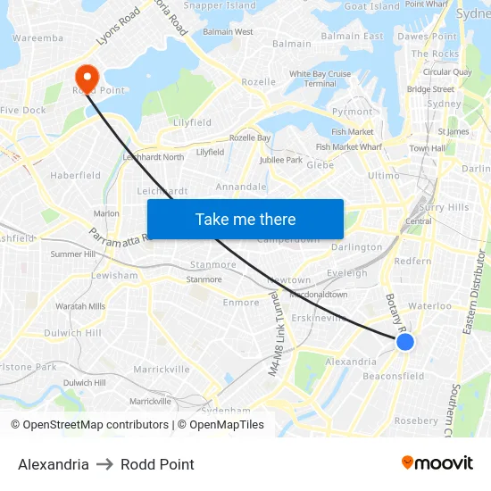 Alexandria to Rodd Point map