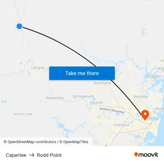 Capertee to Rodd Point map