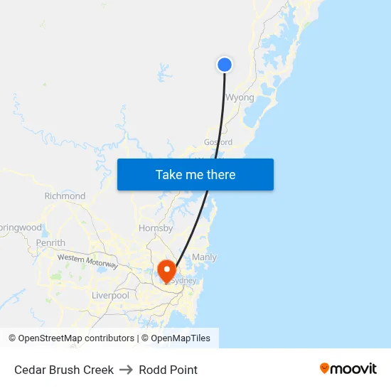 Cedar Brush Creek to Rodd Point map