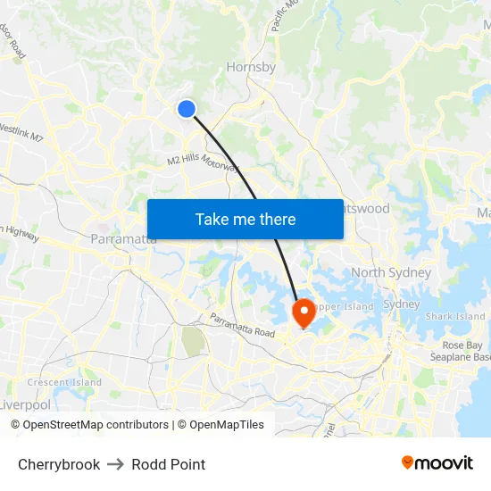 Cherrybrook to Rodd Point map