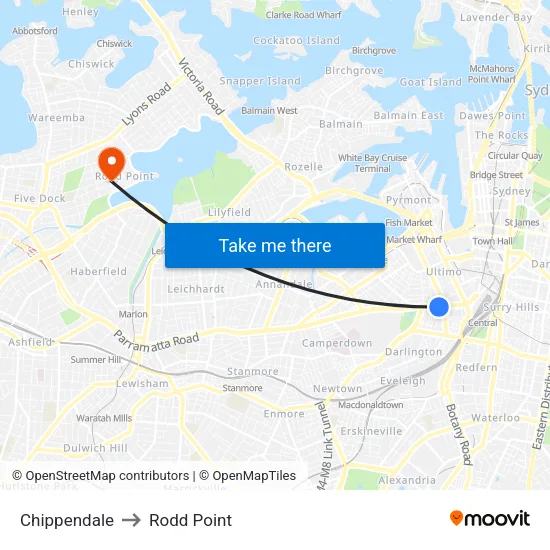 Chippendale to Rodd Point map