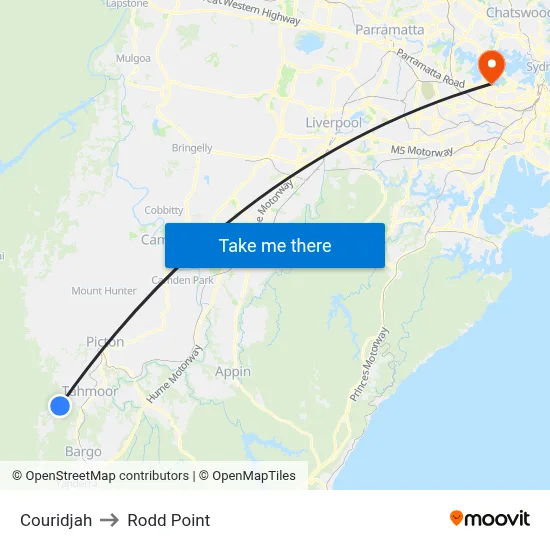 Couridjah to Rodd Point map