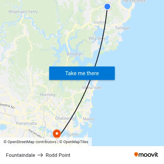 Fountaindale to Rodd Point map