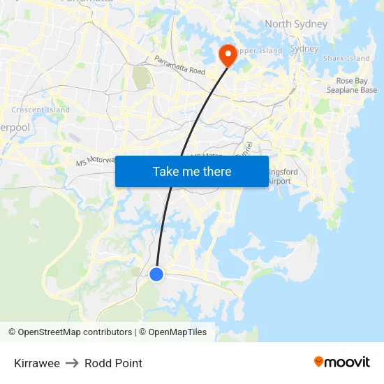 Kirrawee to Rodd Point map