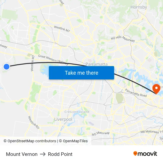 Mount Vernon to Rodd Point map