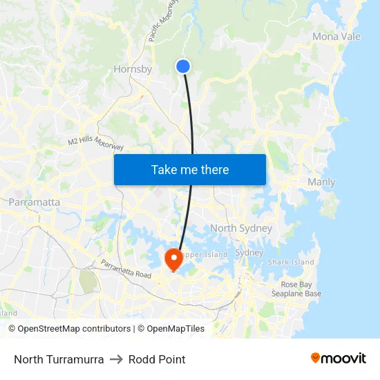 North Turramurra to Rodd Point map