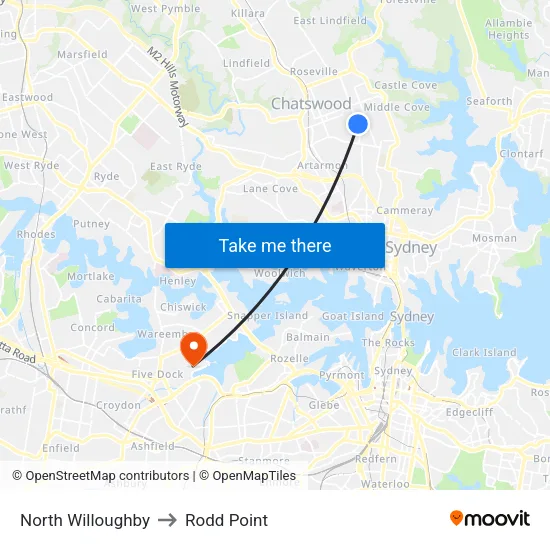 North Willoughby to Rodd Point map